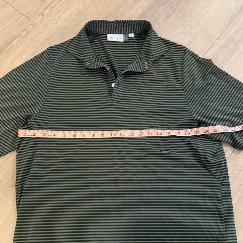 Kjus Mens Green Striped Golf Polo Large - Picture 5 of 6